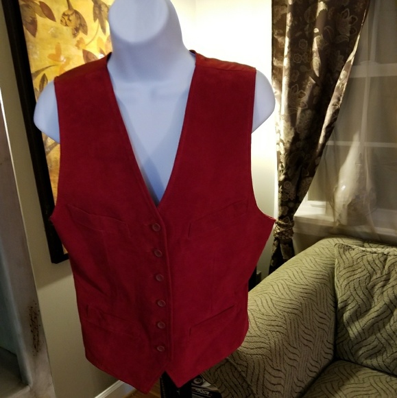 Pia Rucci Vintage Red Suede Leather Vest - Picture 2 of 5
